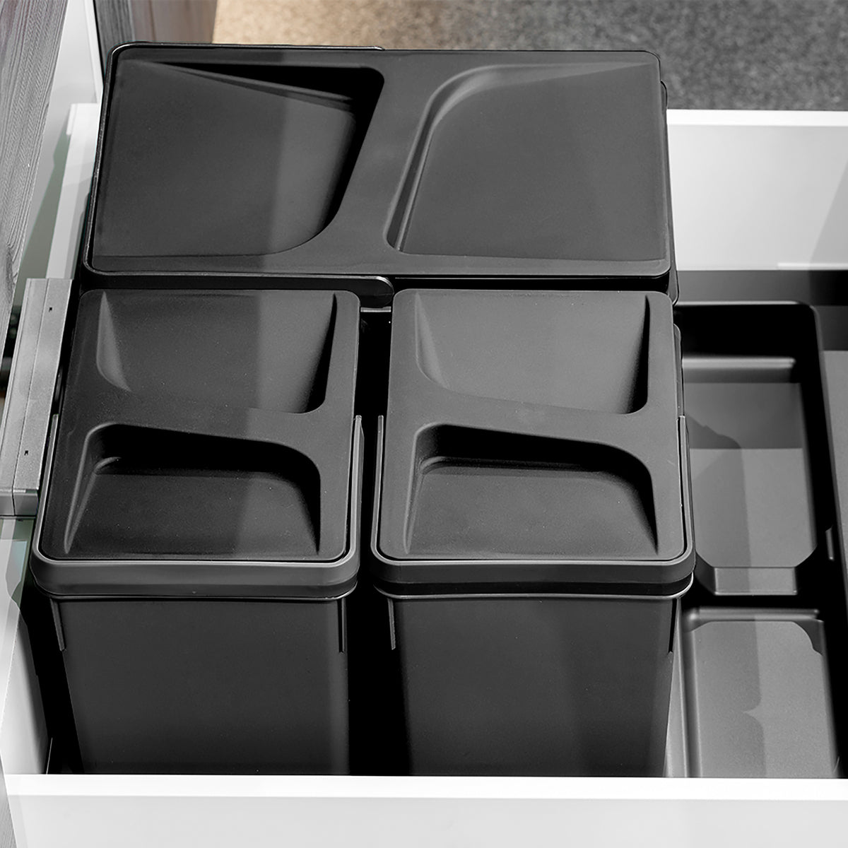 Emuca Contenitore per la raccolta differenziata Recycle Altezza Recycle 266 mm, 1x15 lt, Tecnoplastica, Nera