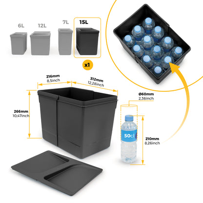 Pattumiere per cassetti da cucina Recycle, Altezza 266