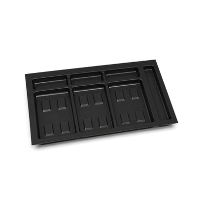 Emuca Base per contenitori per cassetti da cucina Recycle, 3 scomparti, modulo 900 mm, Tecnoplastica, Nera
