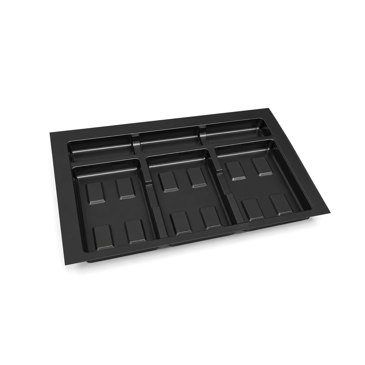 Emuca Base per contenitori per cassetti da cucina Recycle, 3 scomparti, modulo 800 mm, Tecnoplastica, Nera