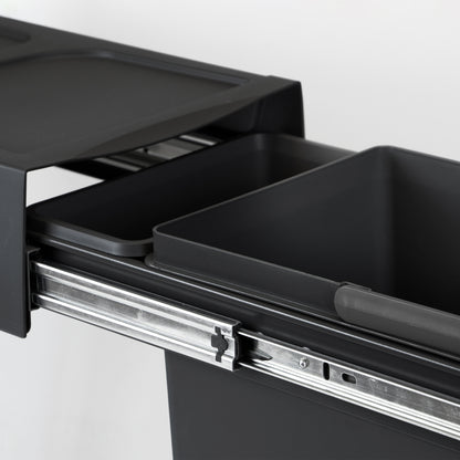 Emuca Recycle 1x20lt per il montaggio sul fondo e l'estrazione manuale in cucina, Tecnoplastica, Nera
