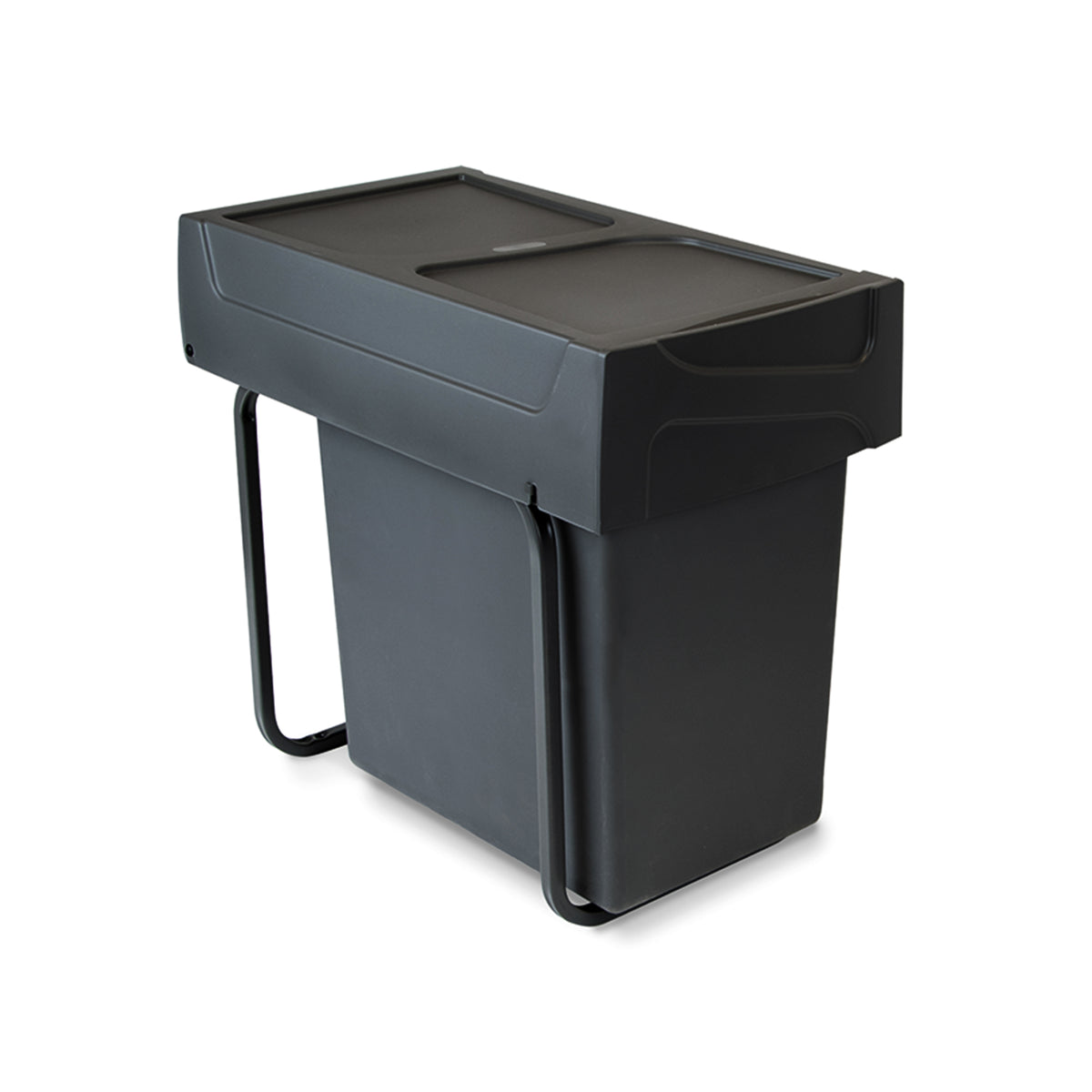 Emuca Recycle 1x20lt per il montaggio sul fondo e l'estrazione manuale in cucina, Tecnoplastica, Nera