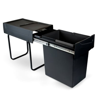 Emuca Recycle 1x20lt per il montaggio sul fondo e l'estrazione manuale in cucina, Tecnoplastica, Nera
