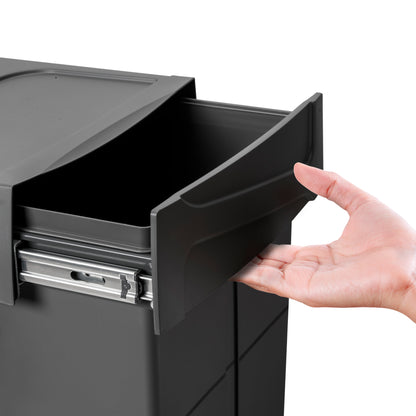 Emuca Contenitore per la raccolta differenziata Recycle da montare sul fondo e da estrarre manualmente in cucina Recycle 2x25lt, Tecnoplastica, Nera