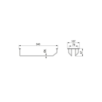 Emuca Portabicchieri per mobili Supra a 1 linea, lunghezza 340 mm, Acciaio, Cromato lucido