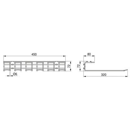 Emuca Portabicchieri per mobili Supra a 5 linee, lunghezza 320 mm, Acciaio, Cromato lucido