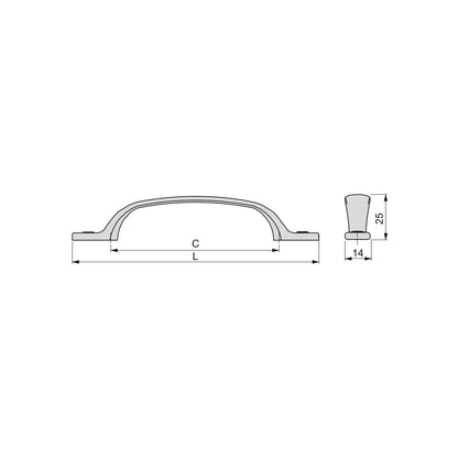 Emuca Maniglia per mobili Nairobi, L139mm, interasse 96mm, Zama, Bronzato