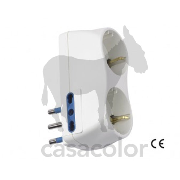 adattatore 2 prese schuko + 2 prese bipasso 10A - 16A