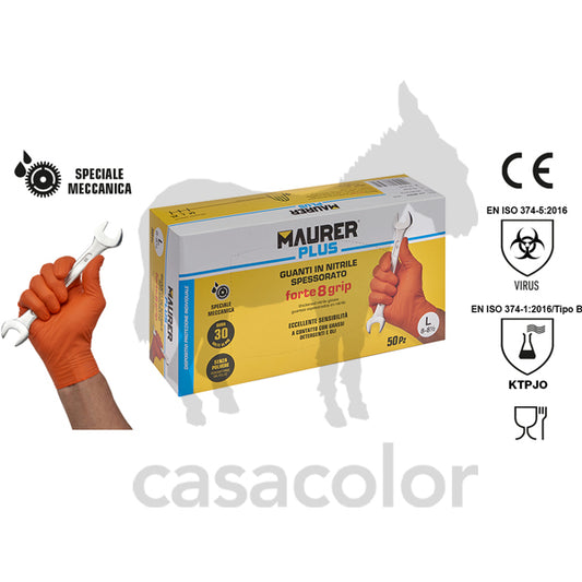 guanti in nitrile spessorato forte 8 grip taglia l confezione da 50 pz