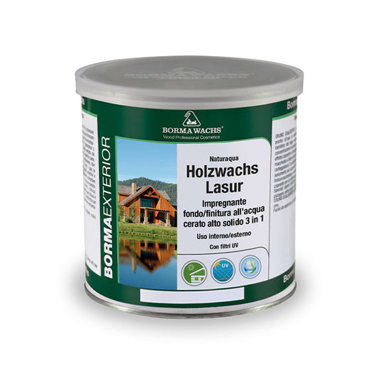 naturaqua holzwhachs lasur fondo finitura cerato all'acqua 750 ml borma wachs