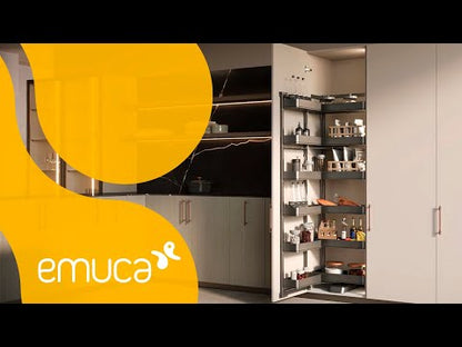 Emuca Portabottiglie laterale estraibile Harmony con chiusura soft, Modulo larghezza 200mm altezza 800mm, Acciaio e Legno, Grigio antracite