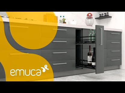 Emuca TitaneMax portabottiglie laterale estraibile con chiusura soft, modulo 150 mm, Acciaio, Grigio antracite