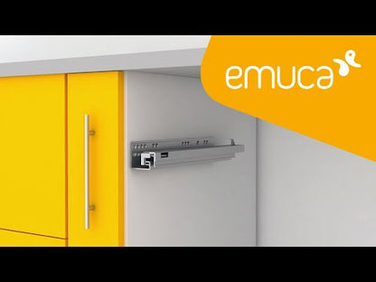 Emuca Set di guide per cassetti a scomparsa Silver, estrazione totale, con chiusura soft e aggancio, profondità 490 mm, Acciaio, Zincato bianco