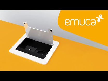Emuca Multiconnettore da tavolo Atom 14, 130x115 mm, 1 presa Schuko, 2 USB tipo A, 1 HDMI, Acciaio e Tecnoplastica e Alluminio, Verniciato nero