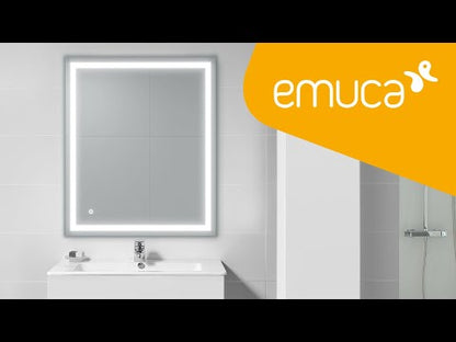 Emuca Heracles Specchio da bagno con illuminazione LED frontale e decorativa, AC 230V 50Hz, 34W, Tecnoplastica e Vetro