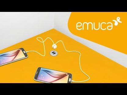 Emuca Kit di connettori di ricarica USB Plugy, include convertitore e 2 USB tipo A, diametro 25 mm, Tecnoplastica, Grigio metallizzata