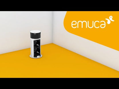 Emuca Multiconnettore estraibile Vertikal Push 60, diametro 60 mm, 3 prese Schuko, 1 USB tipo A, 1 USB tipo C, Acciaio e Tecnoplastica, Acciaio inossidabile
