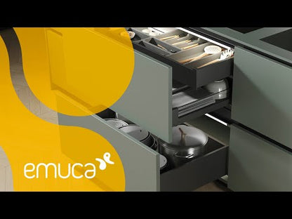 Emuca Cassetto esterno Vertex con regolazione 3D altezza 93mm, 40kg, profondità 270mm, Acciaio, Grigio antracite