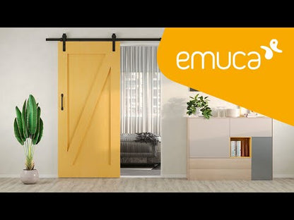 Emuca Kit di ferramentaper porta scorrevole appesa in legno Barn, senza chiusura soft, pannelli non inclusi, Acciaio e Tecnoplastica, Verniciato nero