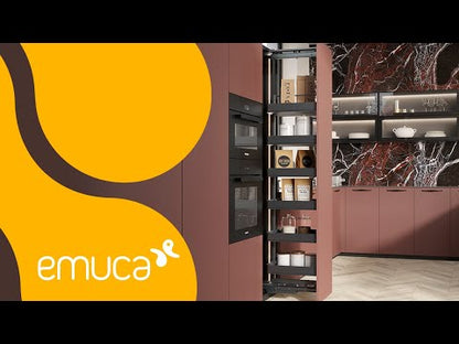 Emuca Coppia di cestelli girevole Harmony 3/4, Modulo larghezza 800mm, Altezza regolabile, Acciaio e Legno, Grigio antracite