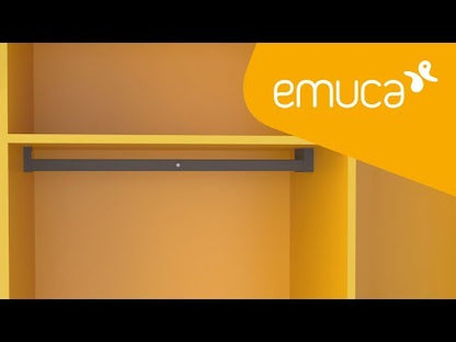 Emuca Barra Appendiabiti per armadi con luce LED Castor, batteria estraibile e sensore di movimento, L1.158mm, Tecnoplastica e Alluminio, Grigio metallizzata