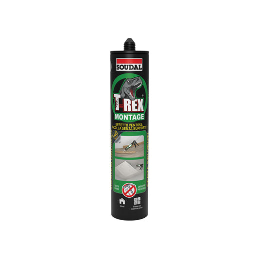 soudal colla di montaggio t-rex montage effetto ventosa presa rapida bianco 380 gr