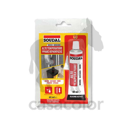 soudal silicone acetico alta temperatura rosso 60 ml