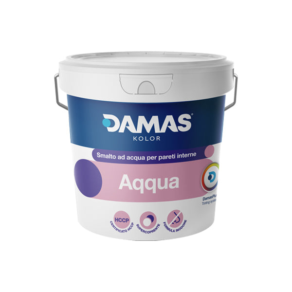aqqua smalto all'acqua per pareti bianco satinato 2,5 lt damas kolor