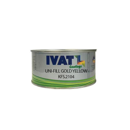 stucco poliestere bicomponente a spatola universale uni-fill gold yellow 0,75 lt ivat coatings